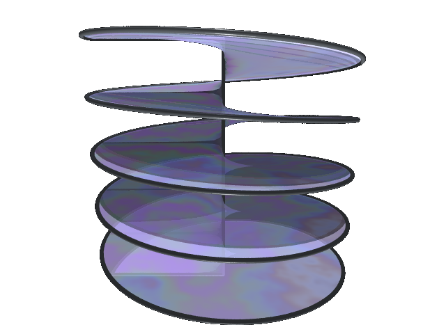 (superficie minima su uno scheletro elicoidale simulata e renderizzata al calcolatore - credits to Emanuele Paolini, math.unifi.it)